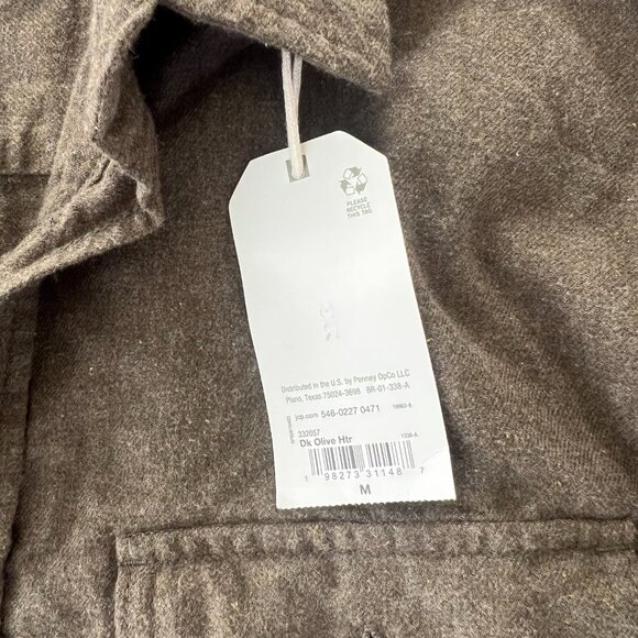 NWT Mutual Weave Dark Olive Flannel Button Up Shirt M | 100% Cotton Casual Top - Picture 4 of 7